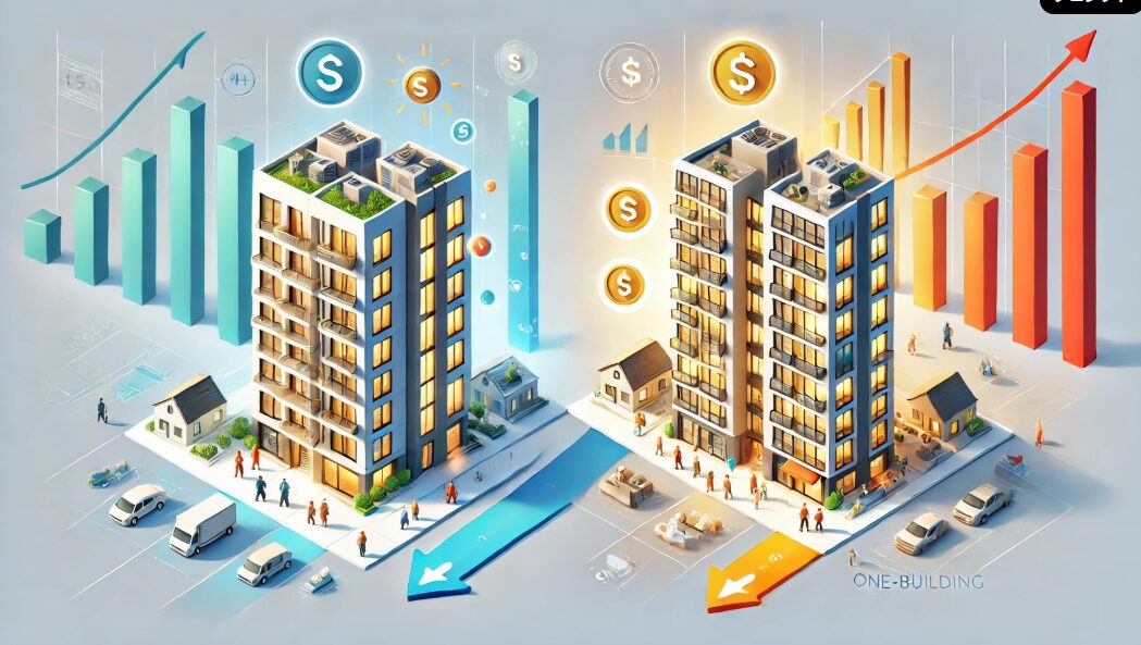 区分マンションと一棟投資の収益性と効率を比較