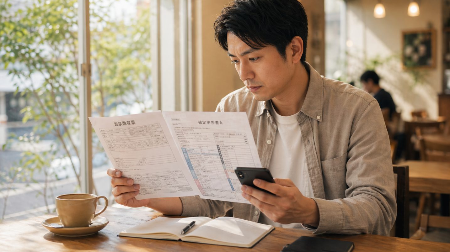 会社員が提出する源泉徴収票と健康保険証の写し