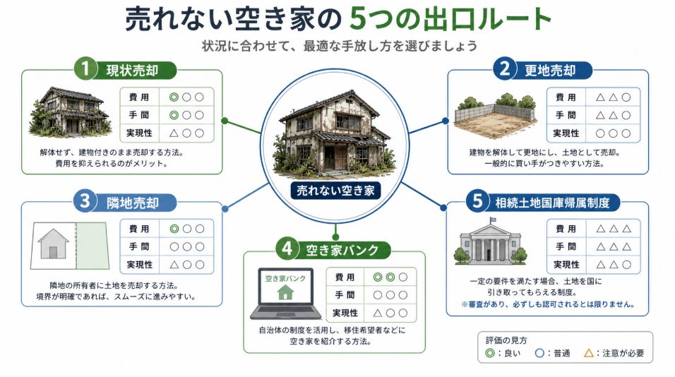 空き家が売れない時の5つの処分ルートと注意点