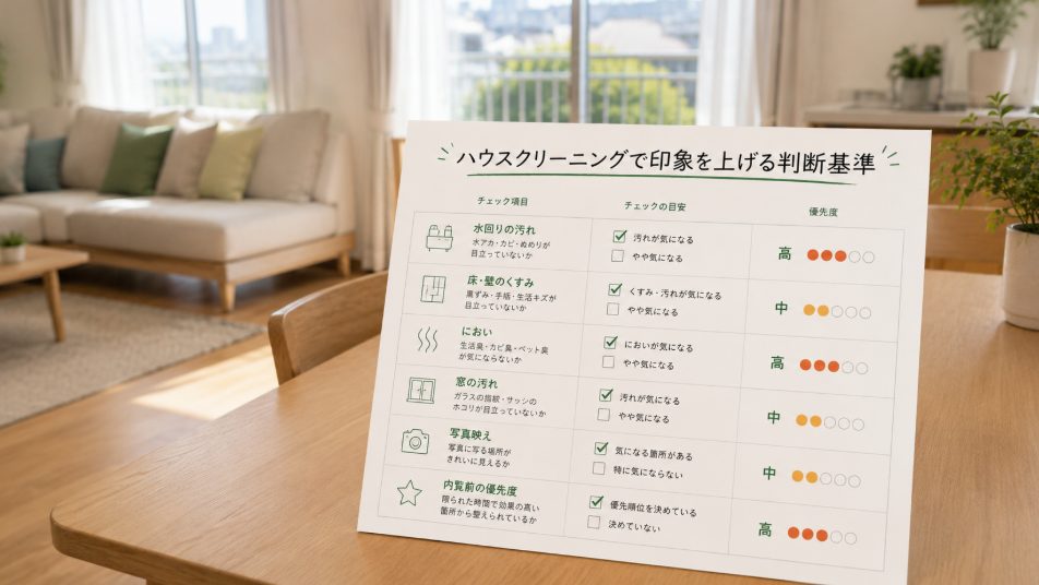ハウスクリーニングで印象を上げる判断基準