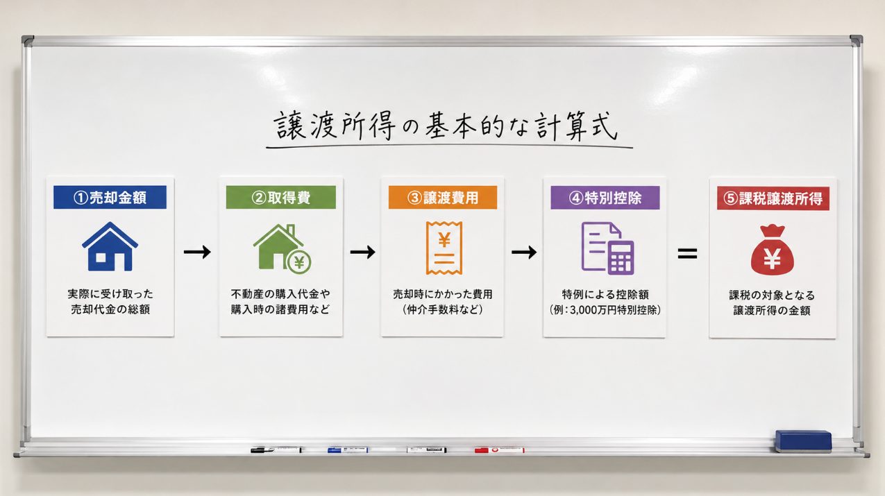 譲渡所得の基本的な計算式
