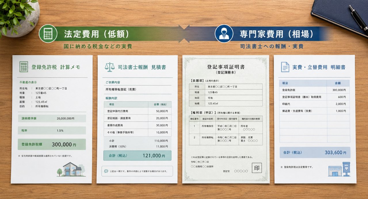 費用の内訳と登録免許税の計算