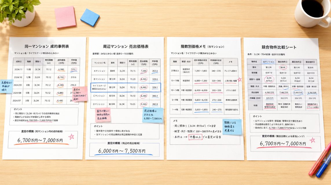 査定額の根拠となる成約事例の相場