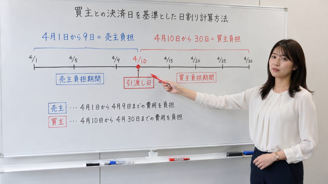 買主との決済日を基準とした日割り計算方法