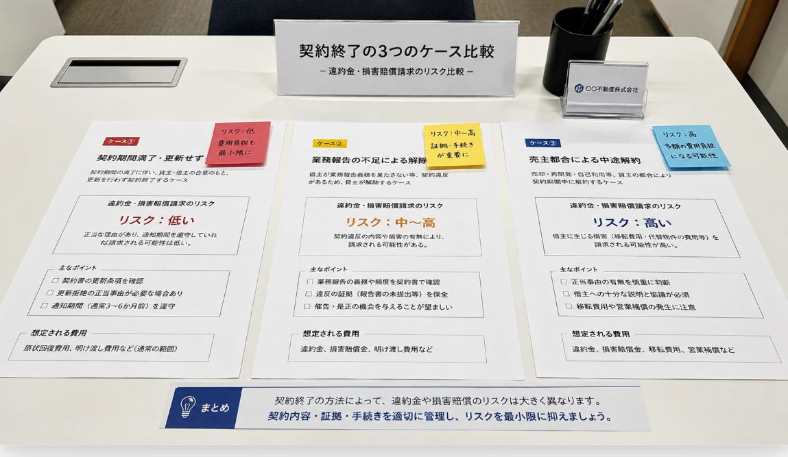 解除理由別の費用請求リスク早見表