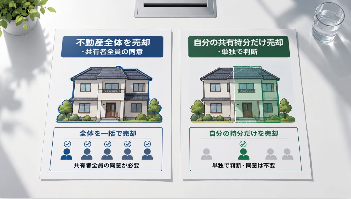 不動産全体の売却とはルールが違う