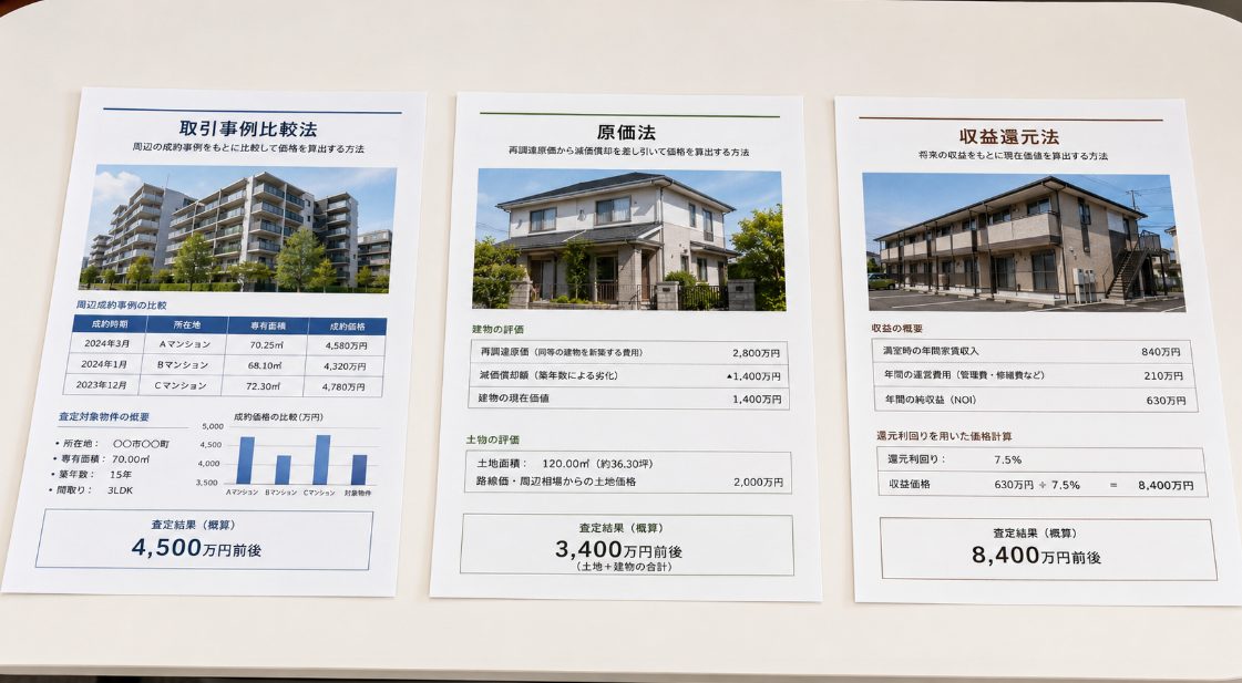 不動産査定で使われる主な3つの方法