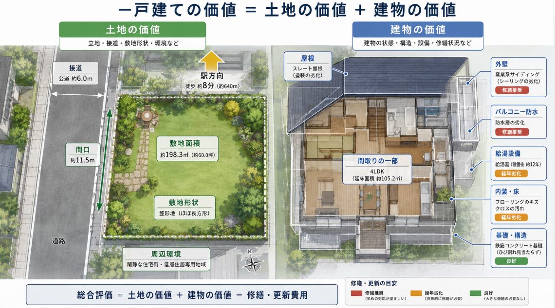 一戸建ては土地と建物を分けて見る