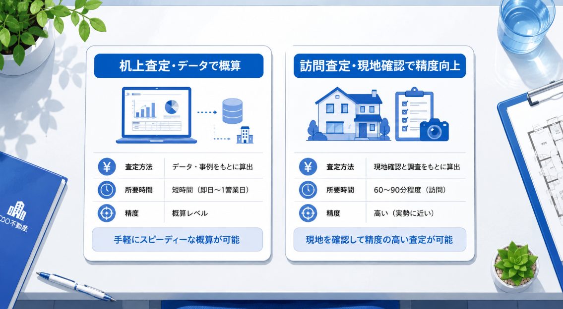 机上査定と訪問査定の比較表