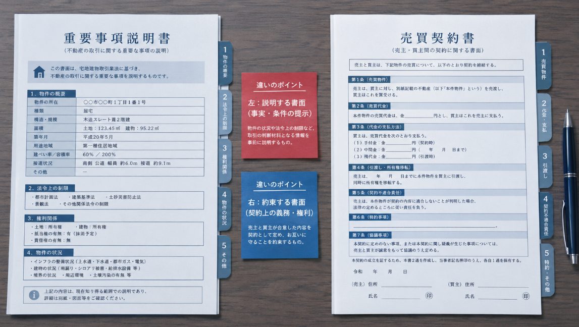 重要事項説明書と売買契約書の違い