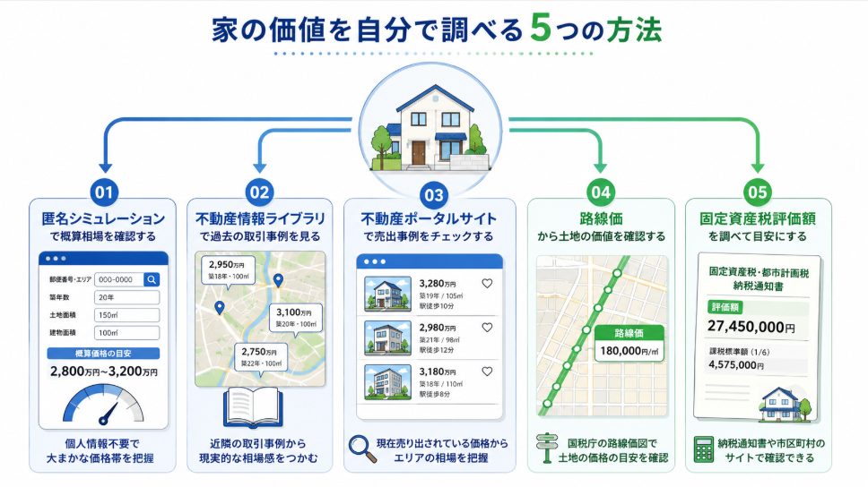 家の価値を自分で調べる5つの方法